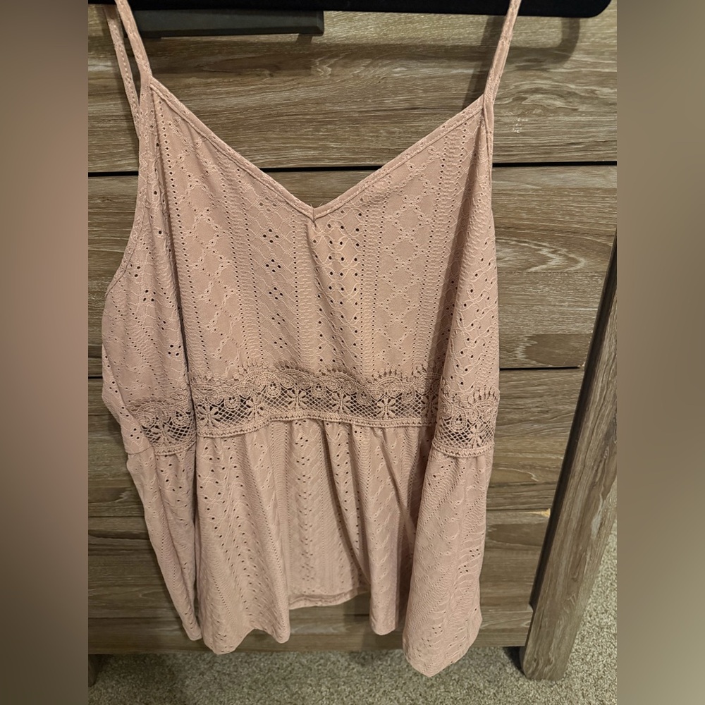 SHEIN Blush Pink Eyelet Lace-Trim Camisole